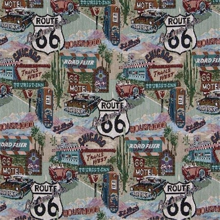 Designer Fabrics Designer Fabrics A011 54 in. Wide ; Classic Route 66; Motels; Diners; And Gas Pumps; Themed Tapestry Upholstery Fabric A011